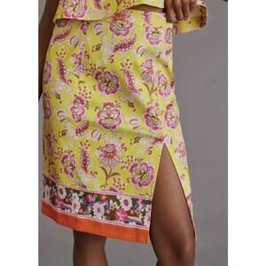 Anthropologie Maeve Paisley Yellow High Waist Slit Skirt Only Women Sz 10 NWT